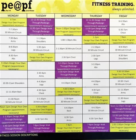 Training Split for 6-Day Routine. . Planet fitness 30 minute workout sheet pdf
